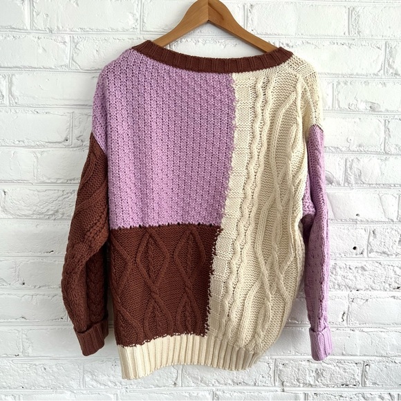 NWT Cream, Brown and Purple Sweater | Size Medium - Picture 9 of 10
